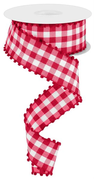 1.5" X 10Yd Check Ribbon W/Poms - Image 3