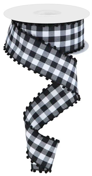 1.5" X 10Yd Check Ribbon W/Poms - Image 4