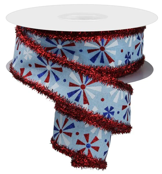 1.5" x 10yd Vintage Pinwheels/Tinsel Ribbon - Image 3