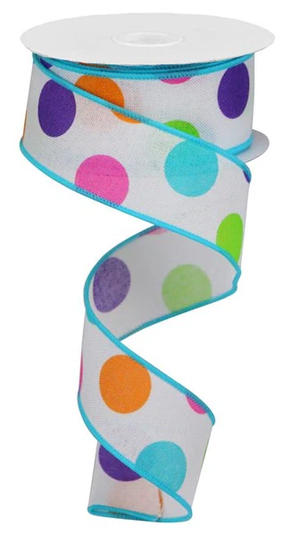 1.5"X10yd Multi Polka Dots/Royal