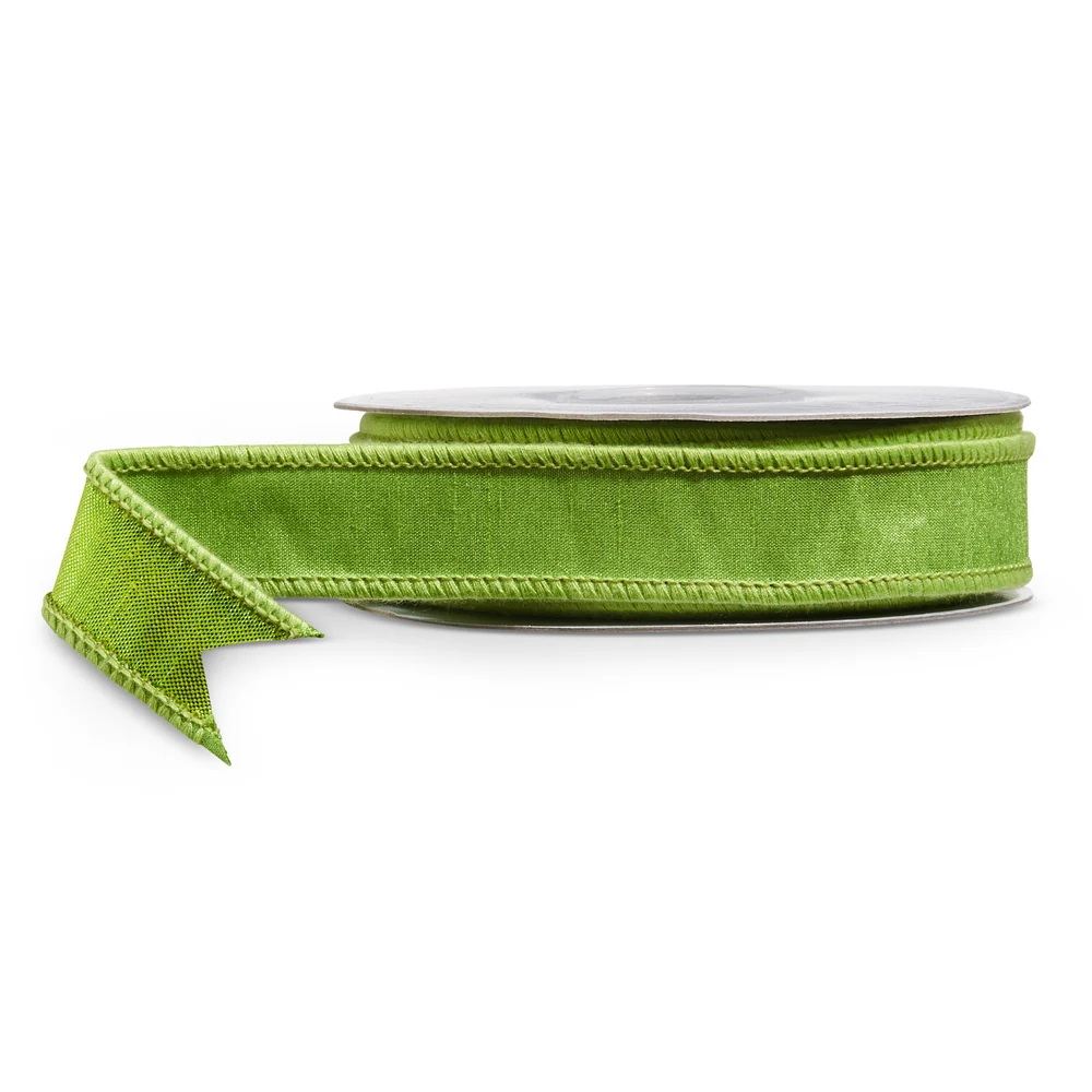 1" x 10 Yds Green Wired Ribbon