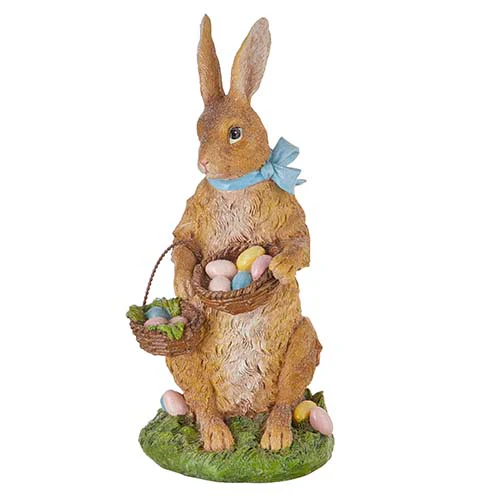 10.5" Vintage Rabbit with Basket of Eggs