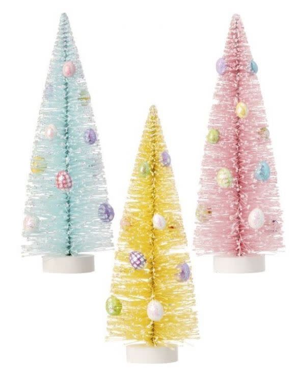 10" Flock Bristle Easter Tree With Eggs - Sold Individually