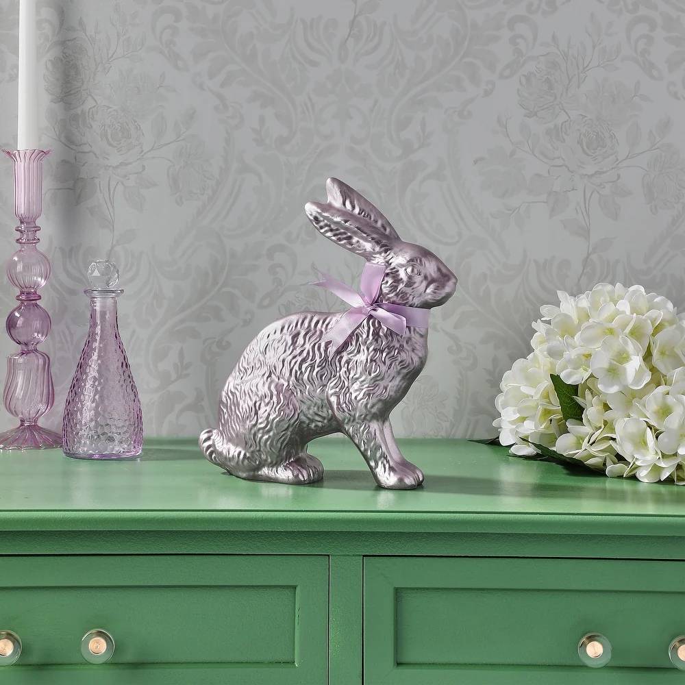 10" Resin Foil Easter Bunny - Image 3