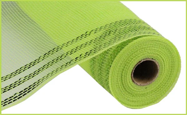 10.5"X10yd Border Stripe Metallic Mesh Ribbon - Image 4