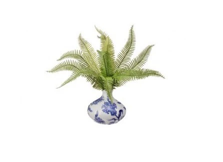 11.5" Plastic Natural Fern Ceramic Vase - Sold Individually - Image 2