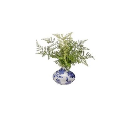11.5" Plastic Natural Fern Ceramic Vase - Sold Individually - Image 3
