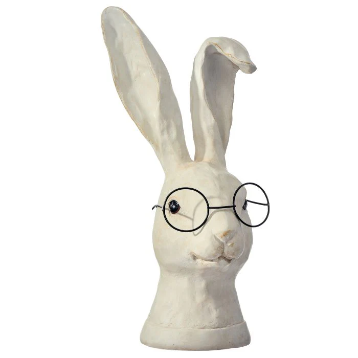 11” Resin Bunny Bust W/Glasses