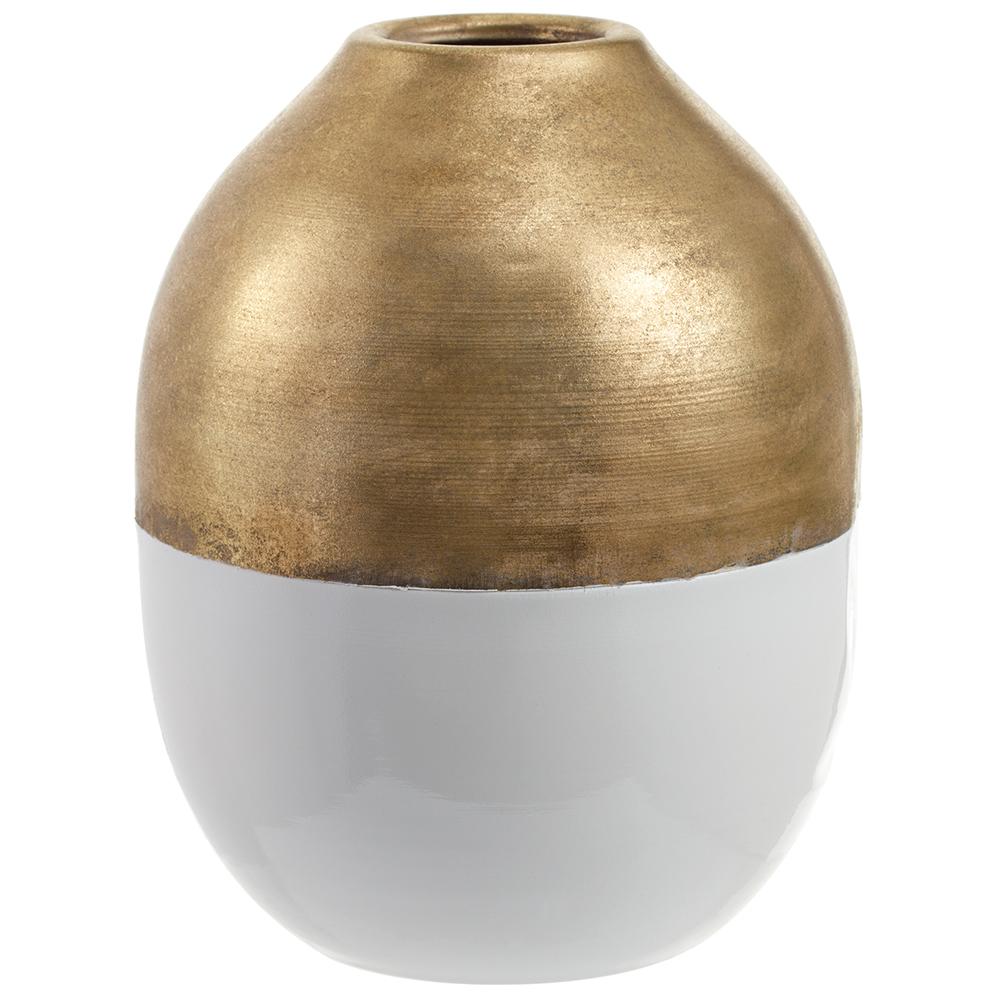 12" Metal Pot Gold White