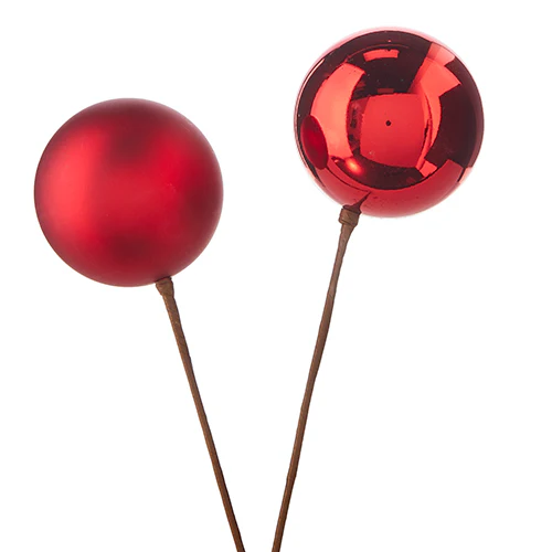 12" Red Ball Ornament Pick