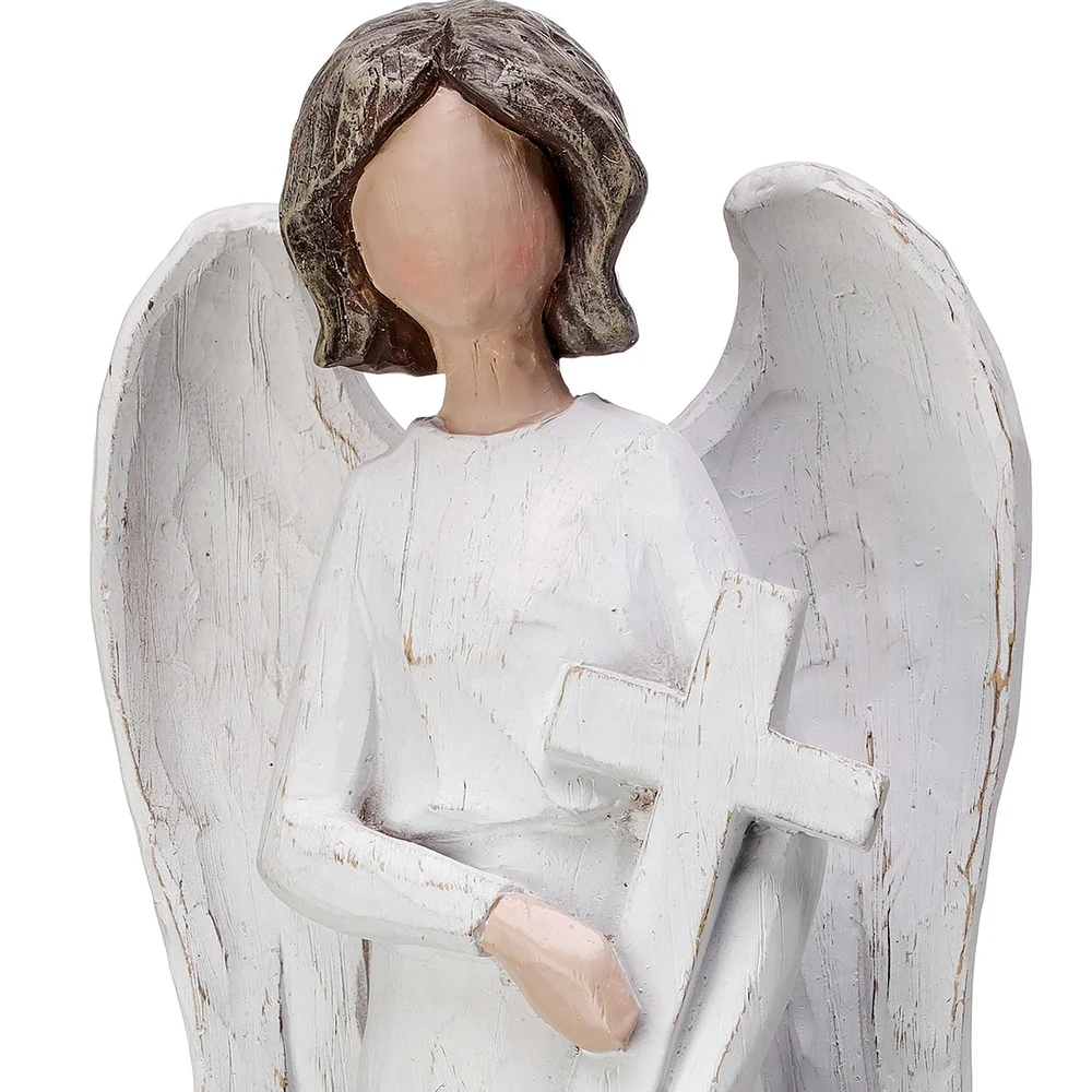 12" Resin Angel With Cross - Image 2