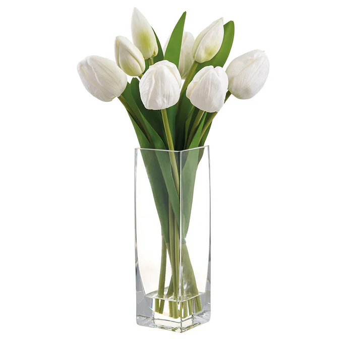 13.5 Inch Tulip in Glass Vase - Image 3