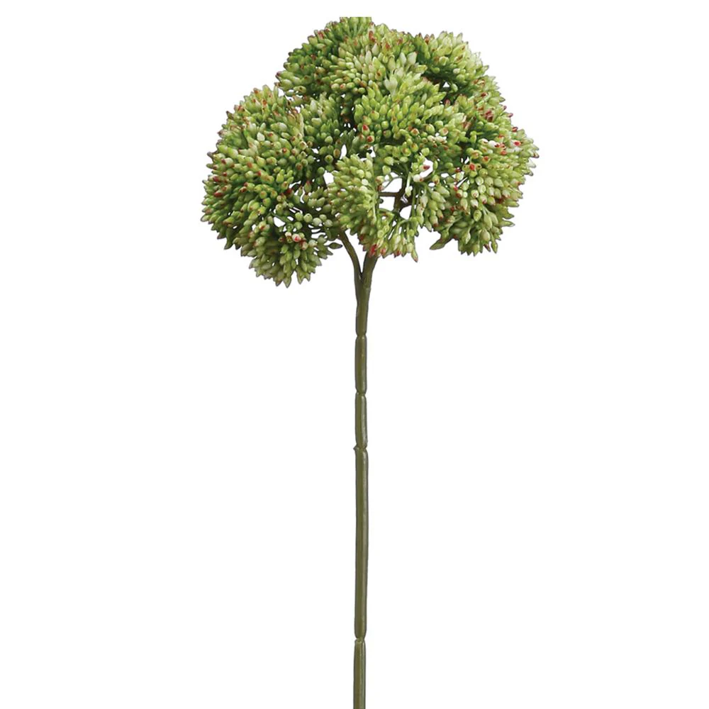 14.5 Inch Sedum Stem x3 Green Pink