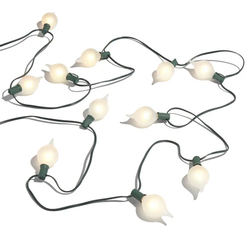 14" Connectable Matte Kismet String Lights on Green Wire w/15 White Lights