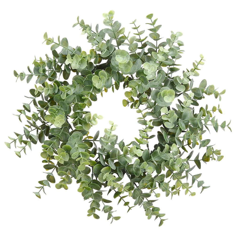14 Inch Eucalyptus Wreath  Frosted Green