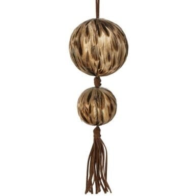 14” Natural Feather Ball Drop Ornament