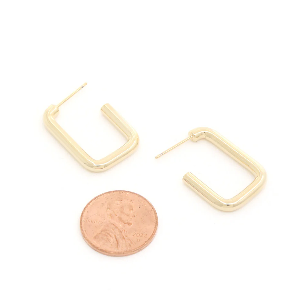 14K Gold Dipped Rectangle Earring