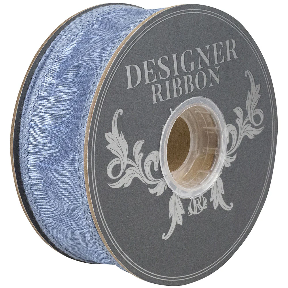 1.5 Inch Dupioni Supreme Wired Edge French Blue Ribbon - Image 4