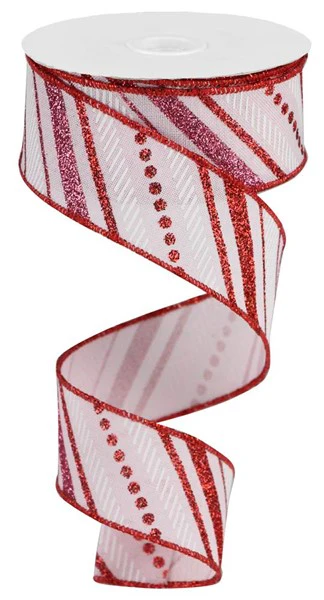 1.5"X10yd Multi Diagonal Stripes/Royal Ribbon - Image 3
