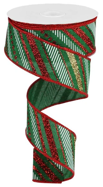 1.5"X10yd Multi Diagonal Stripes/Royal Ribbon - Image 4
