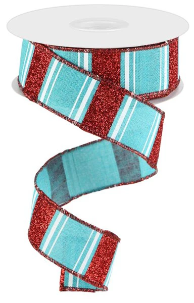 1.5"X10yd Multi Stripe/Bold Glitter Ribbon - Image 3