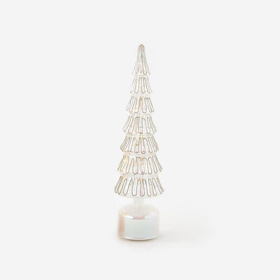 16.5" Revolving Lighted Glass Tree