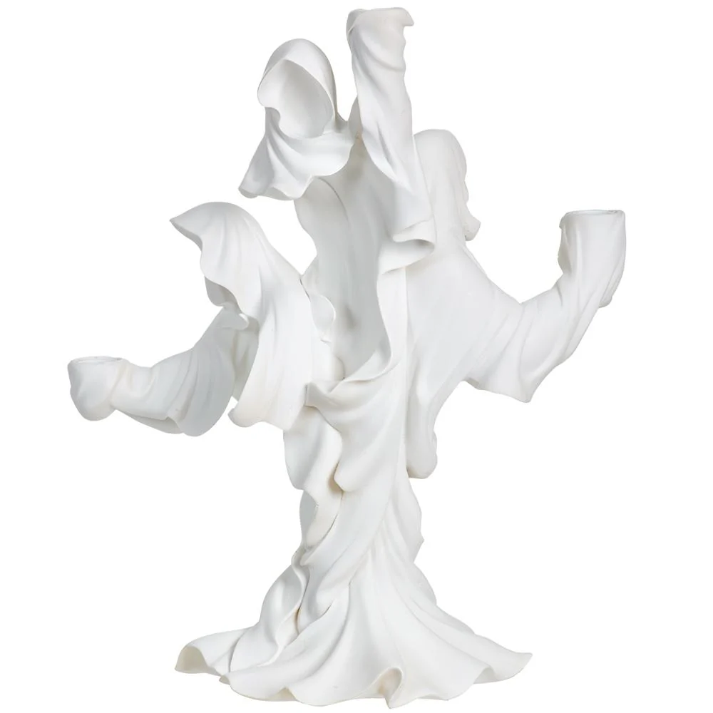 17" Ghost Taper Candle Holder White