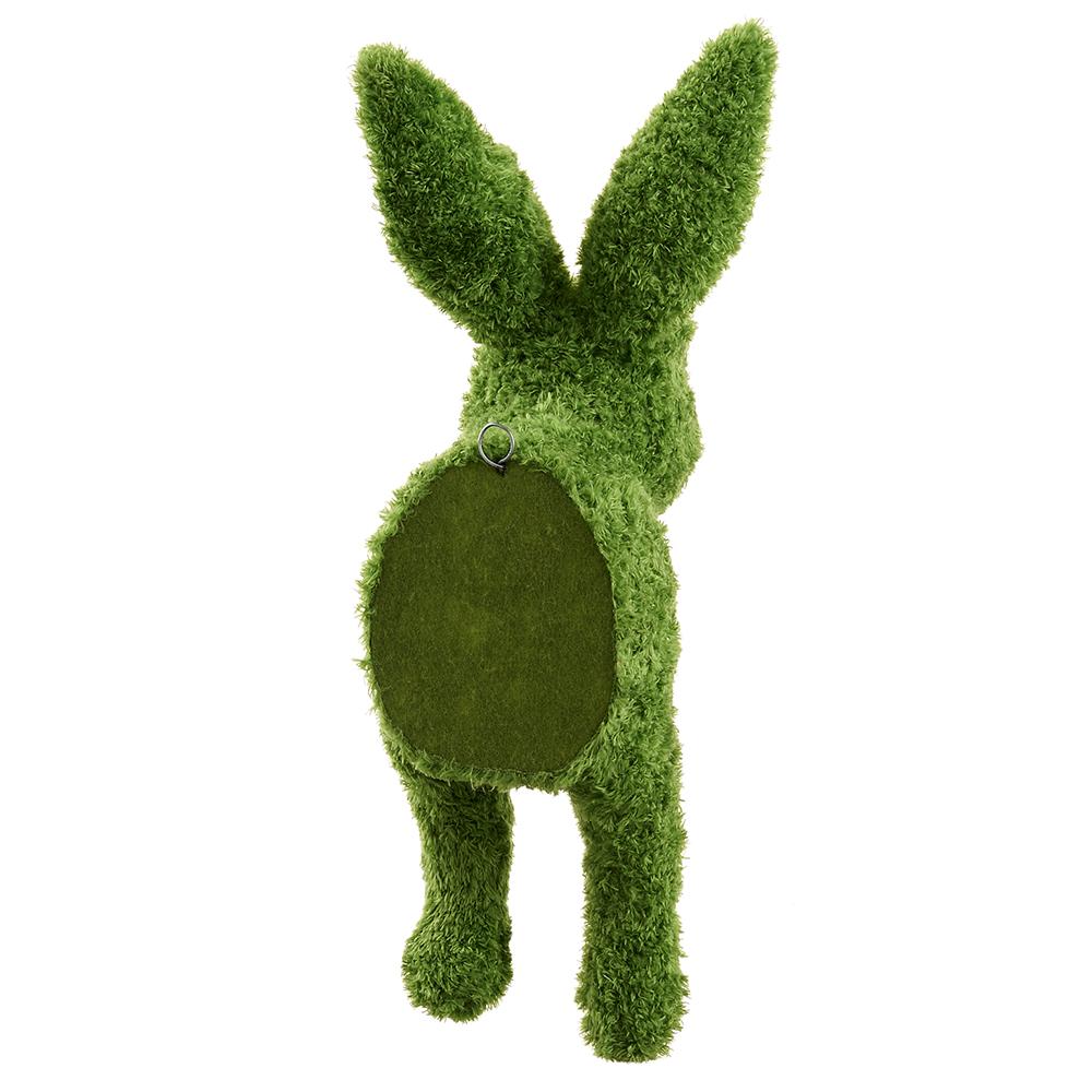 18.5 Inch Furry Moss Covered Bunny Wall Decor Green - Image 2