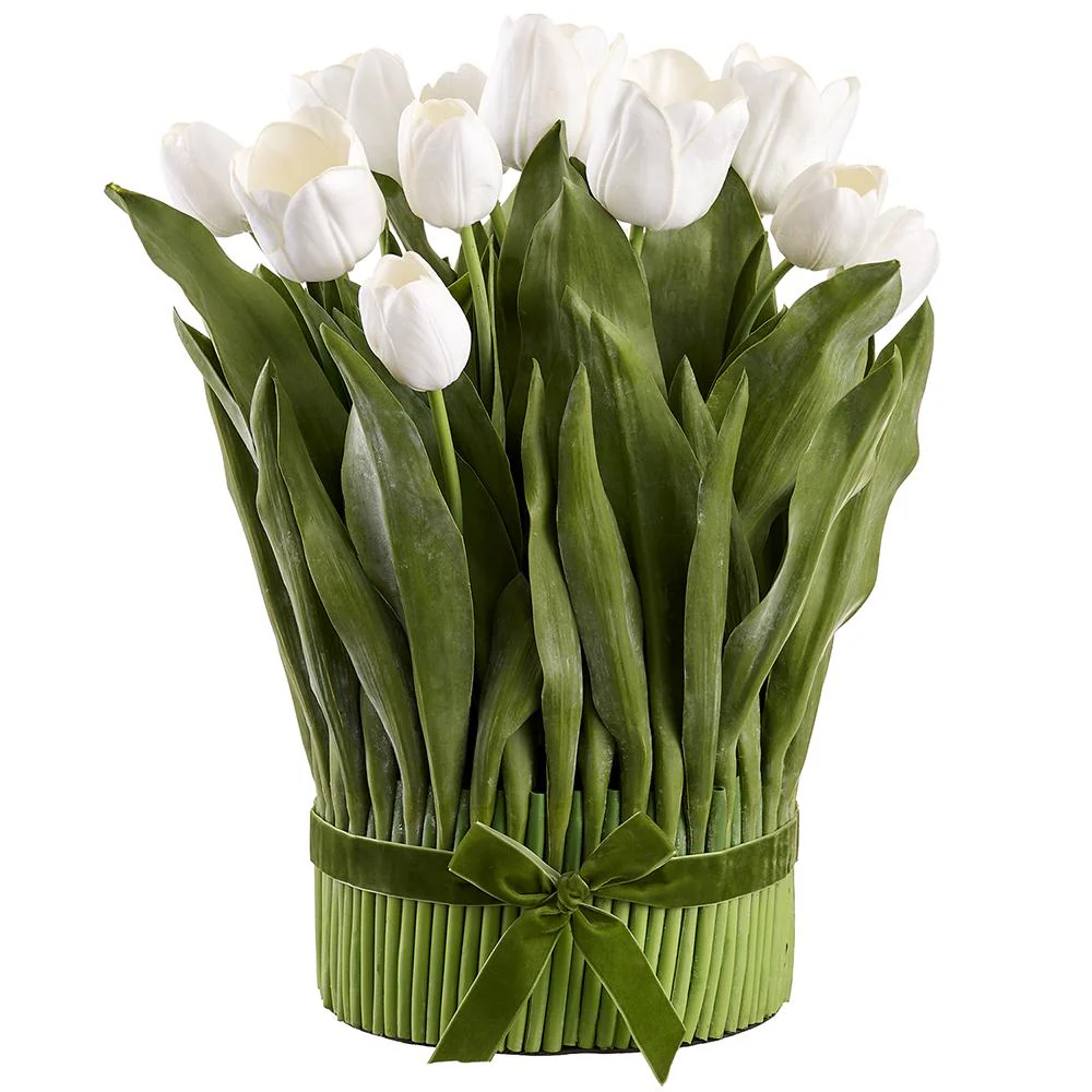 18.5 Inch Tulip Standing Bouquet - White