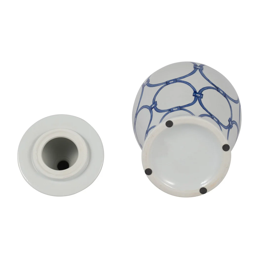 18 in. Ceramic Classic Links Decorative Temple Jar Blue - Image 5