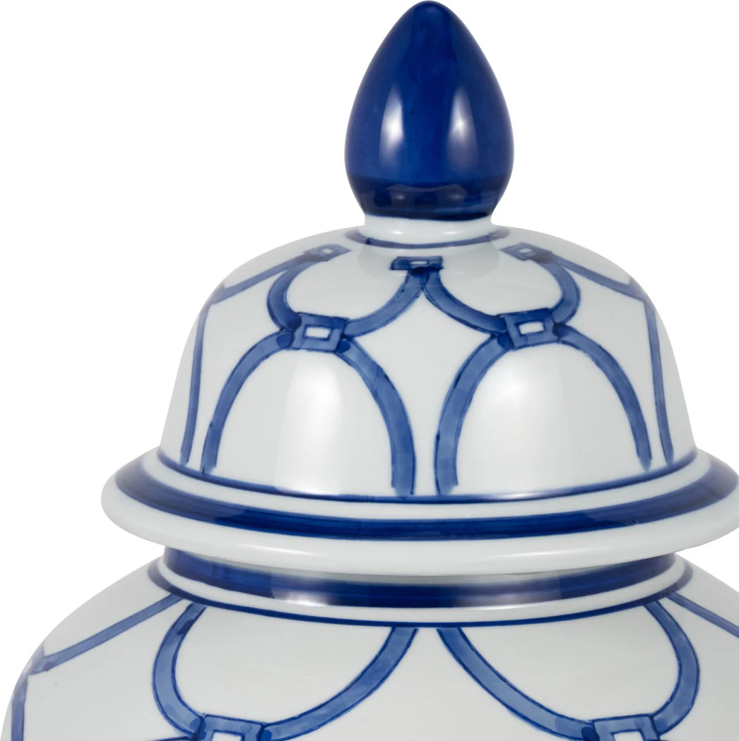 18 in. Ceramic Classic Links Decorative Temple Jar Blue - Image 6