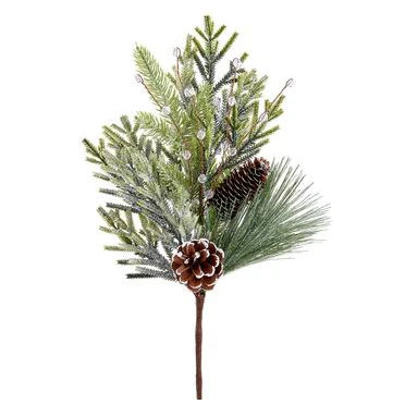 18" Mixed Pine/Pine Cone Spray Green Mix