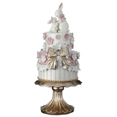 18" Resin Easter Double Layer Cake with Bunny