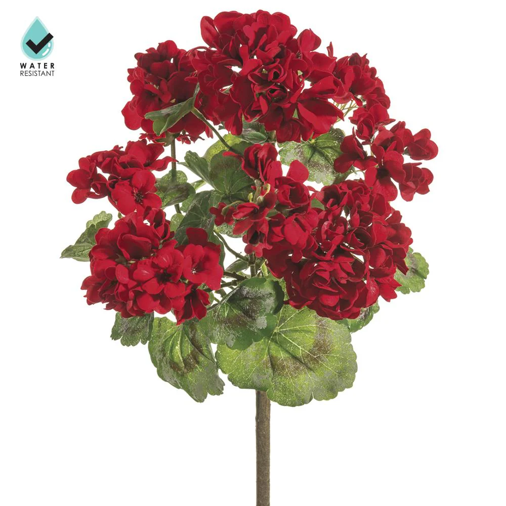 18" Water Resistant Geranium Bush Red