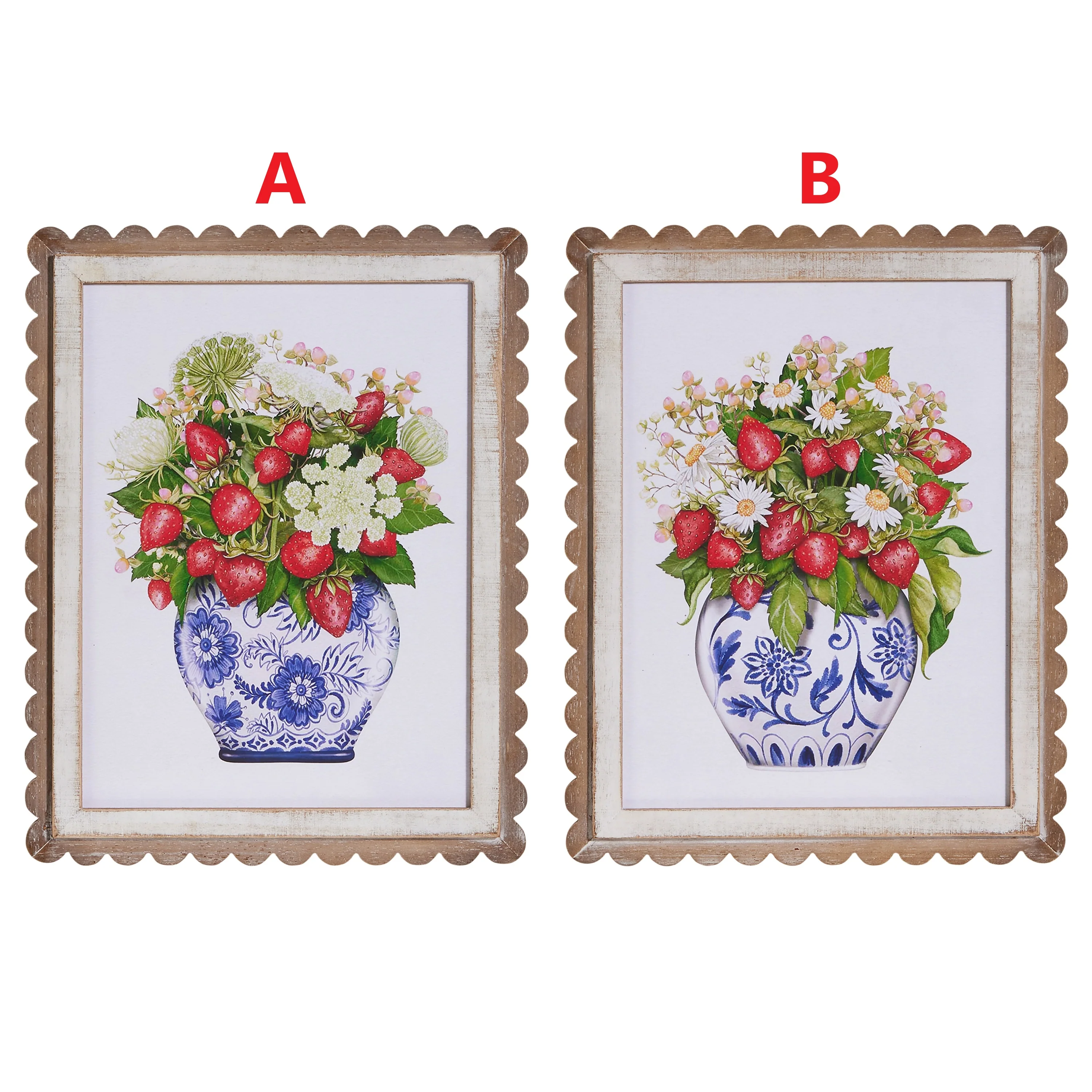 18" Wild Berry in Vase Scalloped Framed Wall Art - Sold Individually