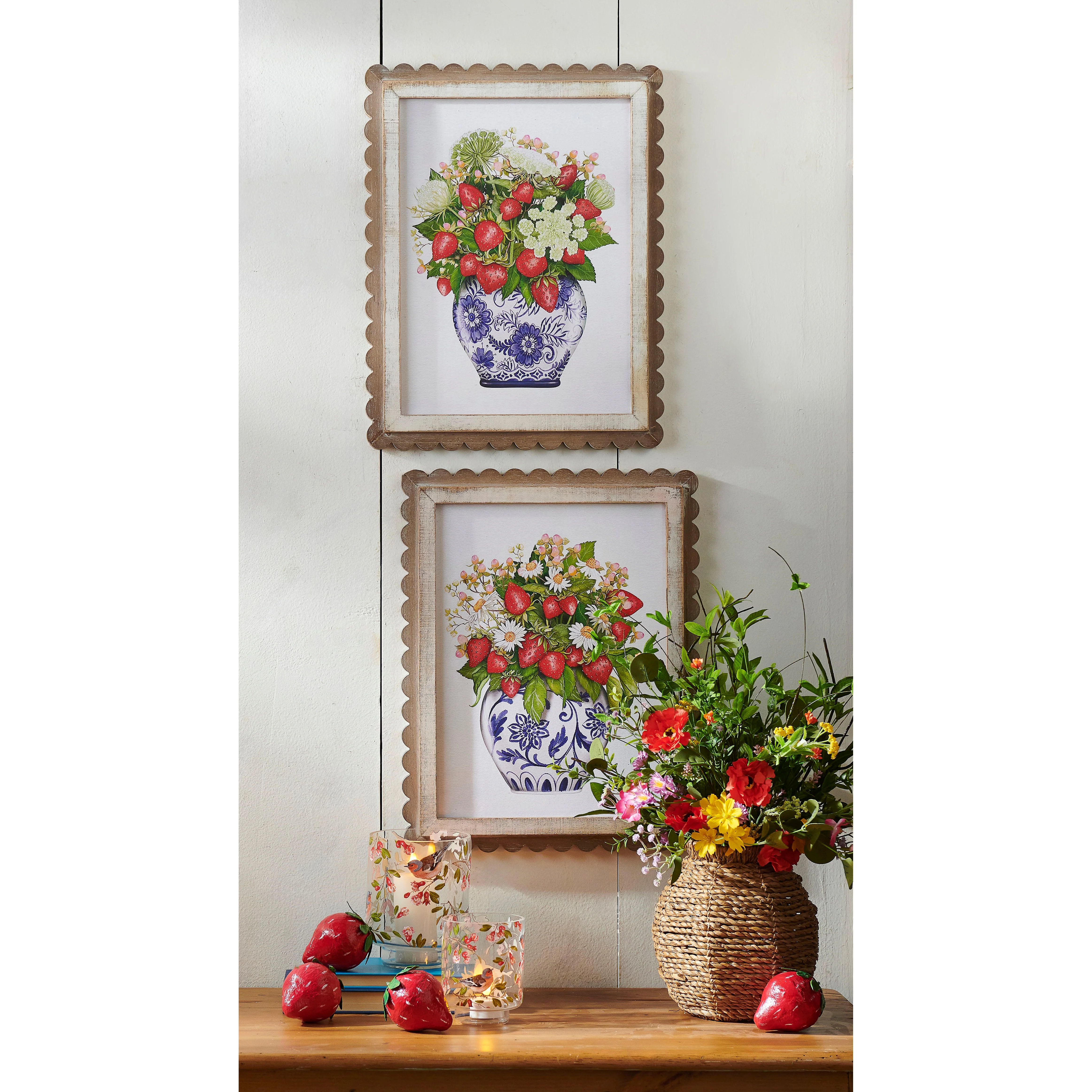 18" Wild Berry in Vase Scalloped Framed Wall Art - Sold Individually - Image 2