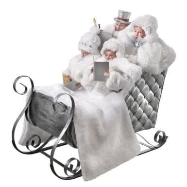 19” Frosted White Carollers in Sleigh