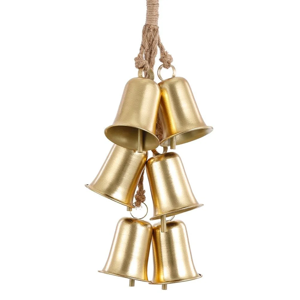 19" Metal Bell Door Knob Hanger Gold