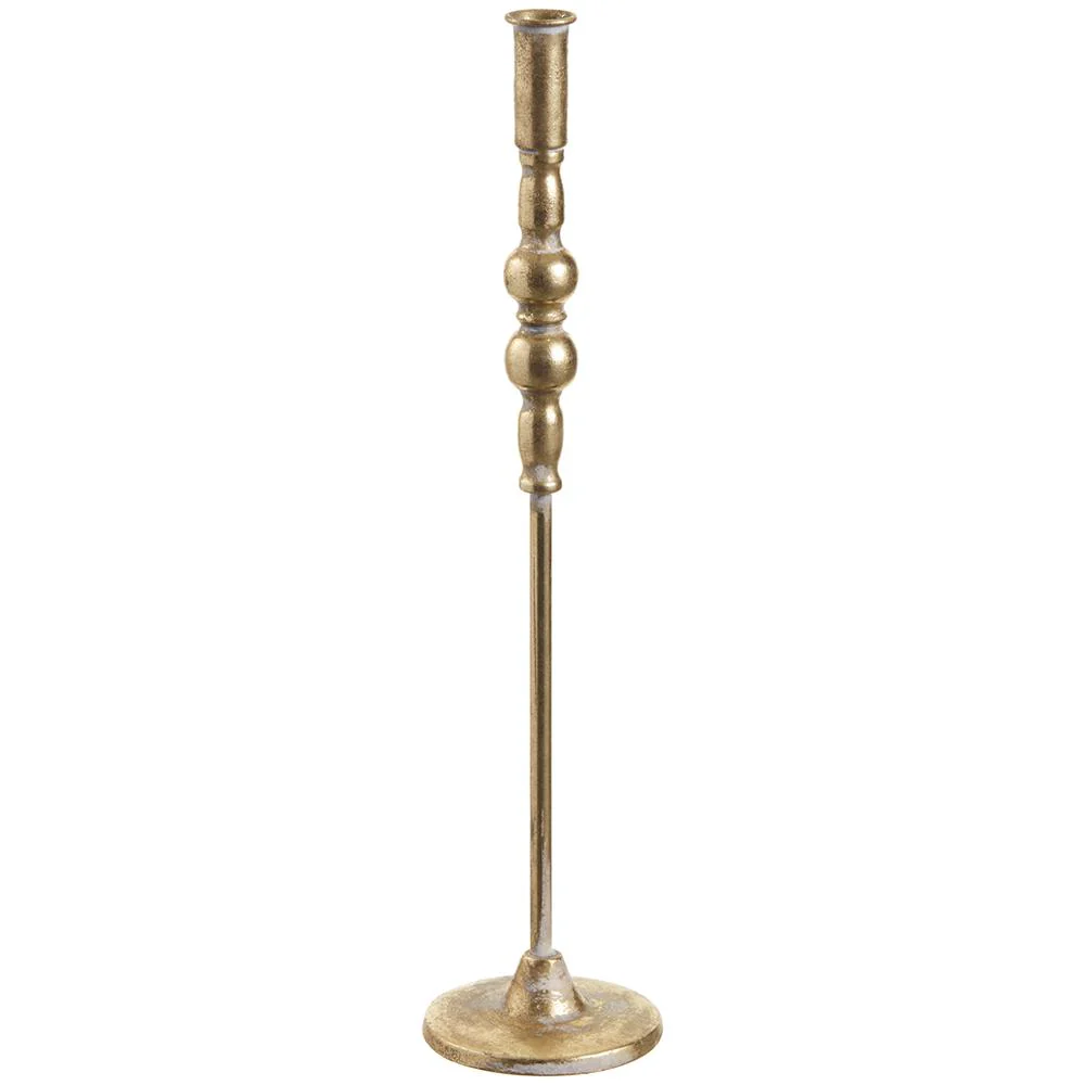 19" Metal Tapper Holder Gold Antique