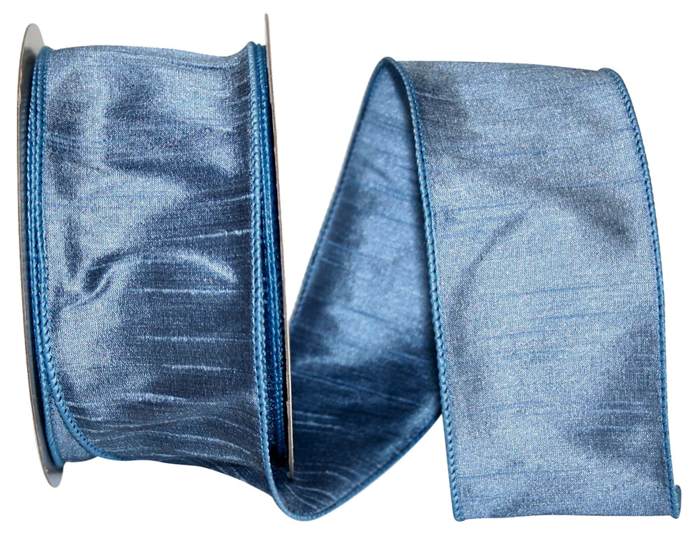 2-1/2 Inch Dupioni Supreme Wired Edge Ribbon - French Blue