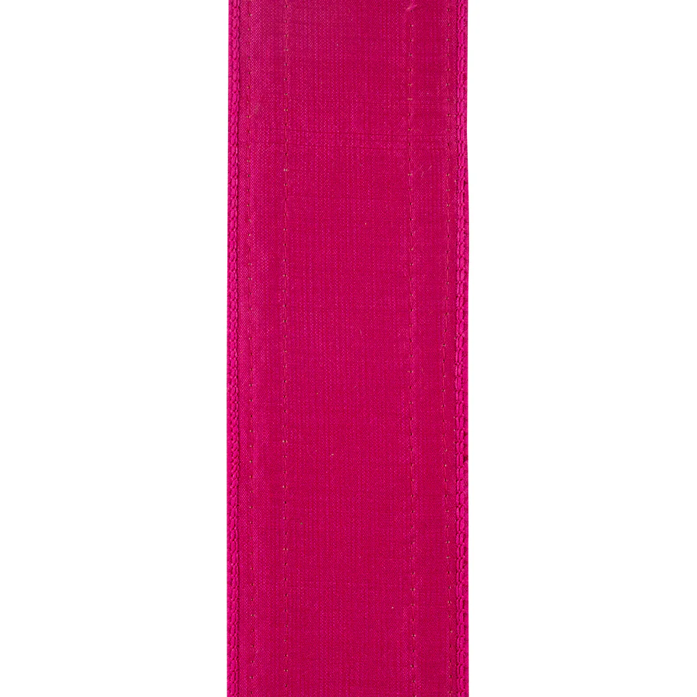 2-1/2 Inch Multi Color Braid Festive Deluxe Wired Edge Fuchsia Ribbon - Image 3