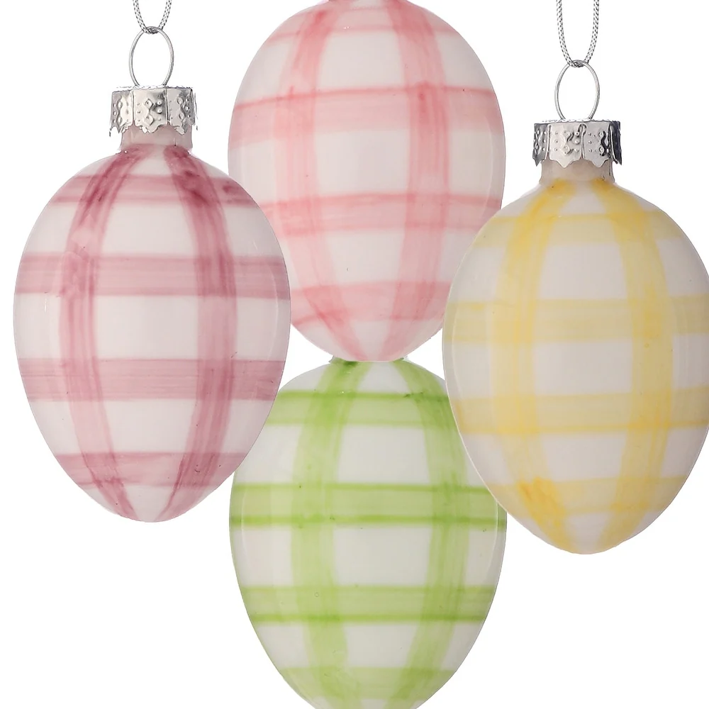 2" Glass Stripe Egg Ornament - Sold Individually