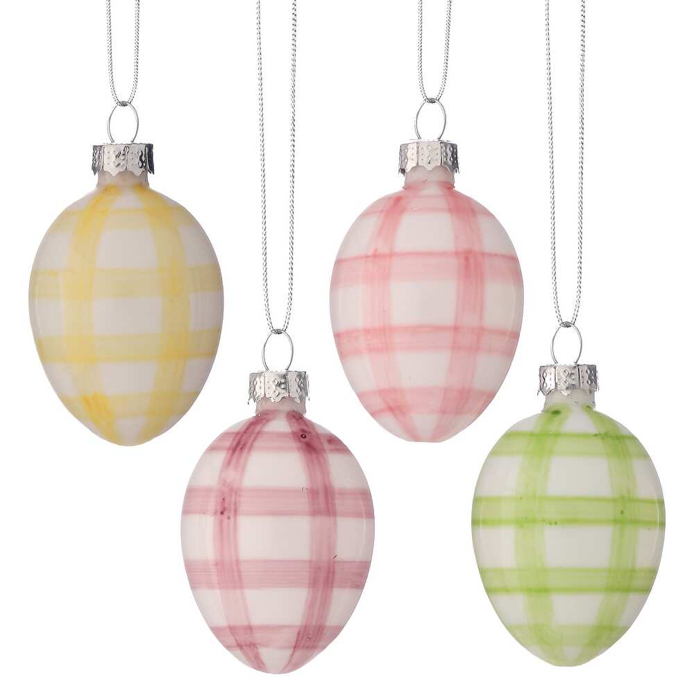 2" Glass Stripe Egg Ornament - Sold Individually - Image 2
