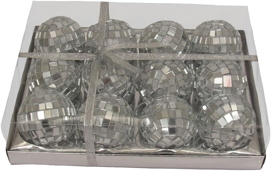 2" Miniature Mirrored Disco Ball Glass Ornament - Sold as a Set
