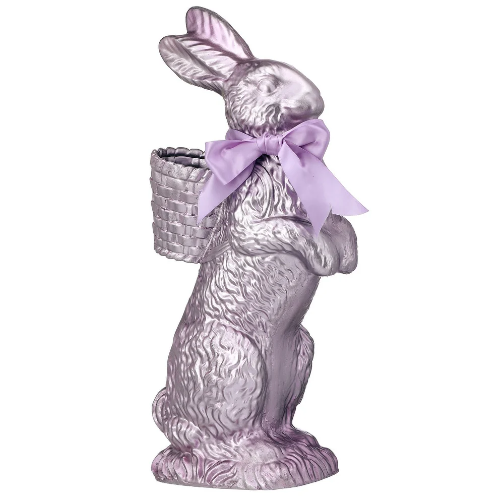 20.5" Resin Foiled Standing Bunny-Lavender