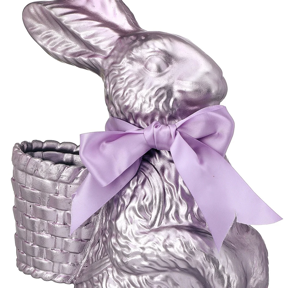 20.5" Resin Foiled Standing Bunny-Lavender - Image 2