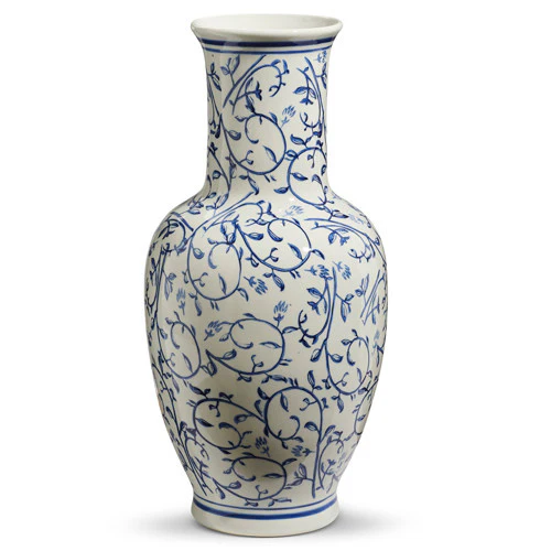20.5” Blue and White Vase