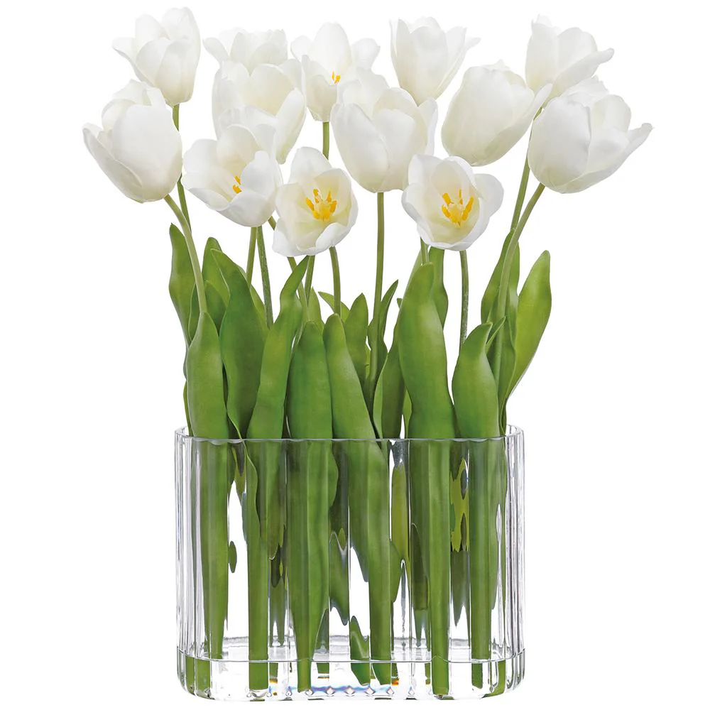 21" Tulip in Glass Vase White