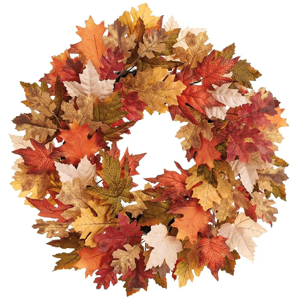 22" Maple/Oak Leaf Wreath Brown Green