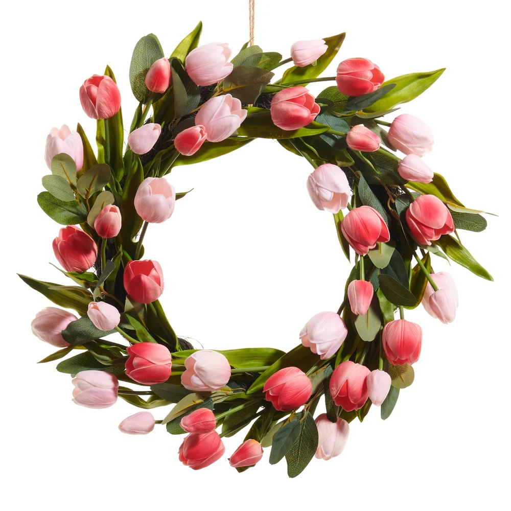 22" Shades of Pink Tulip Wreath